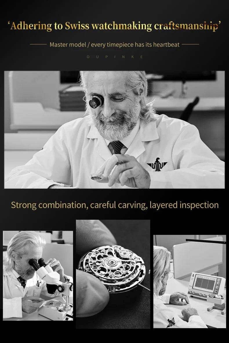 OUPINKE 3176 Tourbillon Men Watch 3D Carved Dragon Tungsten steel Waterproof Top tier Wristwatches Swiss Certification Watches